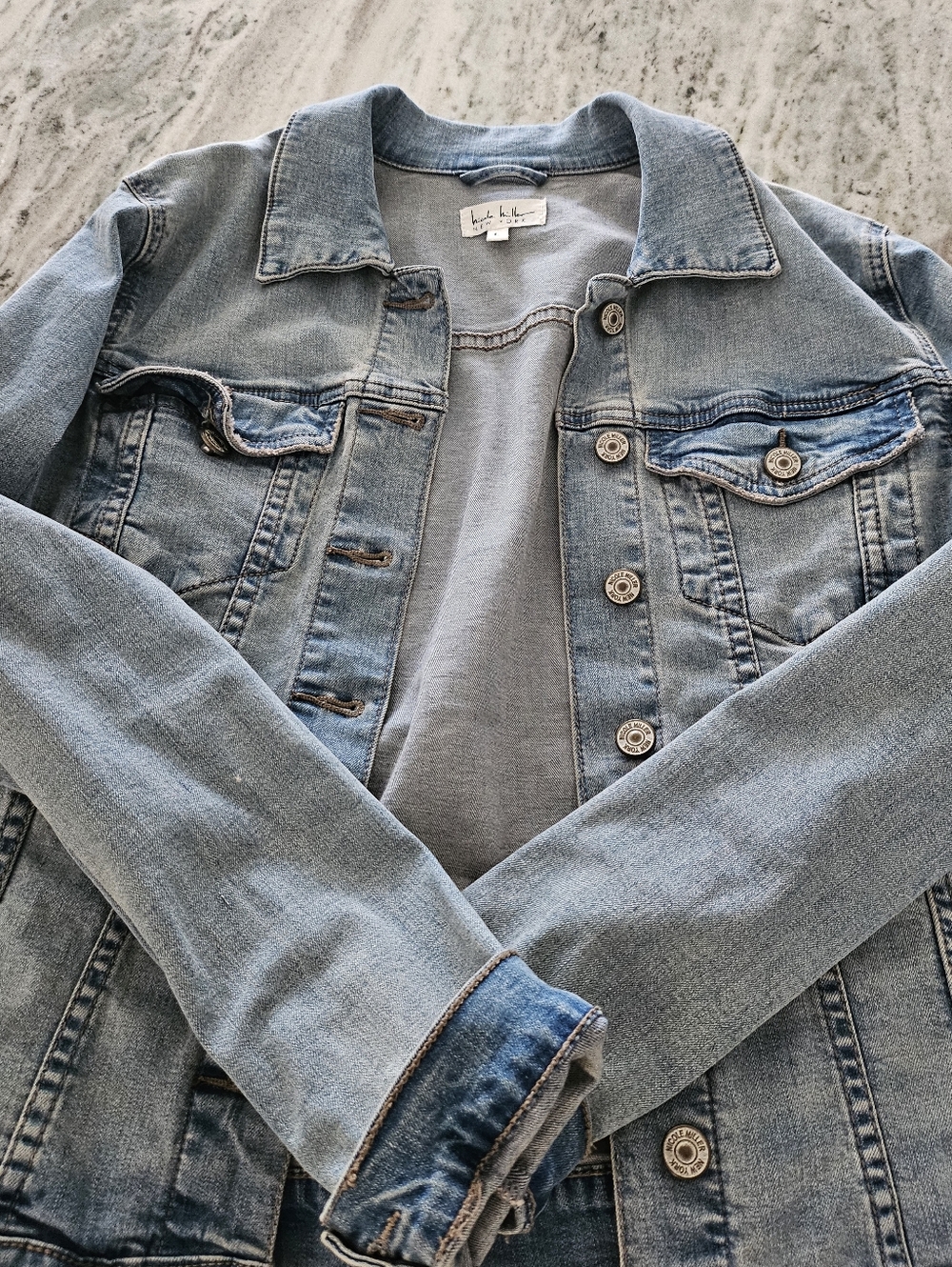 Light Wash Denim Jacket by Nicole Miller - Classic Casual Jean Jacket
